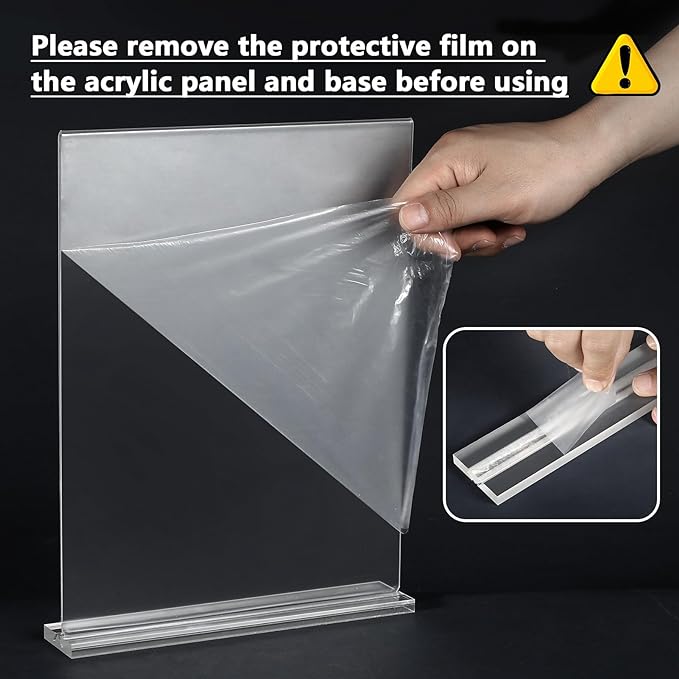 MaxGear Acrylic Sign Holder 8.5x11 Inches, Double Sided Clear Display Stand Table Top Sign Paper Holder, Vertical Menu Flyer Holder, Plastic Sign Frame for Stores, Restaurants, Hotels, Office