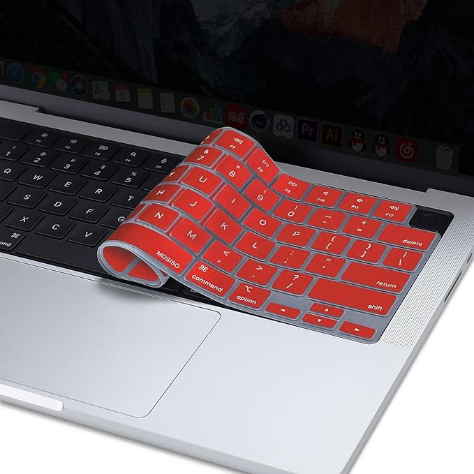 MOSISO Keyboard Cover Skin Compatible with MacBook Air 15 inch M3 A3114 M2 A2941/Air 13.6 A3113 A2681/Pro 14/16 M4 M3 M2 M1, Red