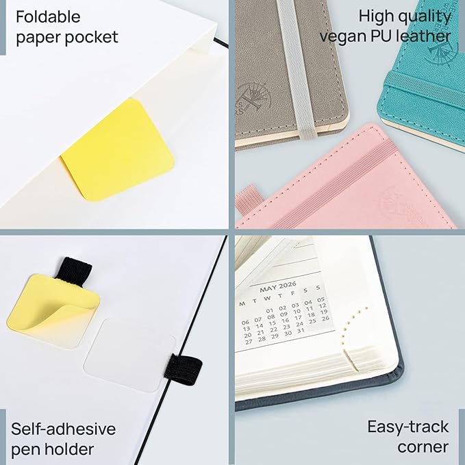 POPRUN Monthly Planner 2026-2027 (Medium- 6.5'' x 8.5'' Soft Cover), 18-Month Calendar Book (Jan.2026 - Jun. 2027), Calendar Planner with Monthly Tabs & Pocket, 100 GSM Paper - Green