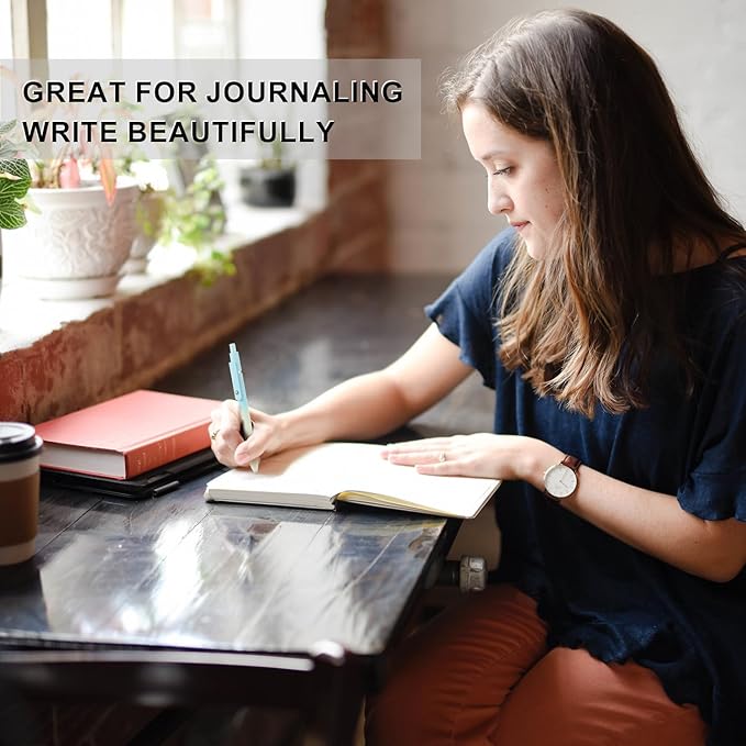 LINFANC Cute Gel Pens - 5pcs Medium Point 0.7mm Black Ink Pens for Journaling & School Supplies