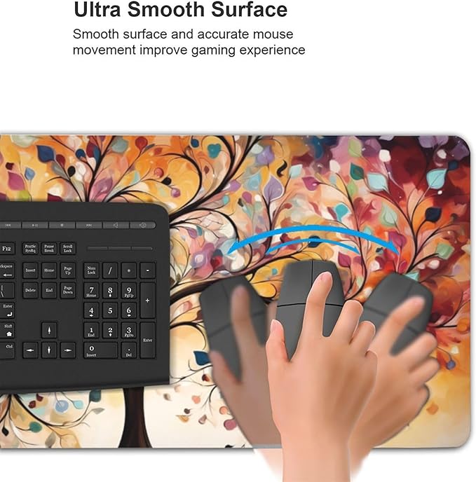 35.4 x 15.7 in, XXL Large Mouse Pad for Desk, Extended Keyboard Mouse Mat for Computer Office, Big Laptop Mouse pad, Gaming Pc-Colorful Leaf Tree