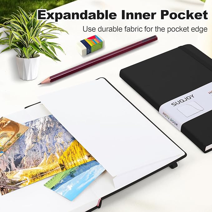 Lined Journal Notebooks for Writing, 100 GSM Thick Paper, 8 Pack Hardcover Notebooks, A5 College Ruled Notebook, Journaling Notebook for School/Travel/Office (Black- 8 Pack)