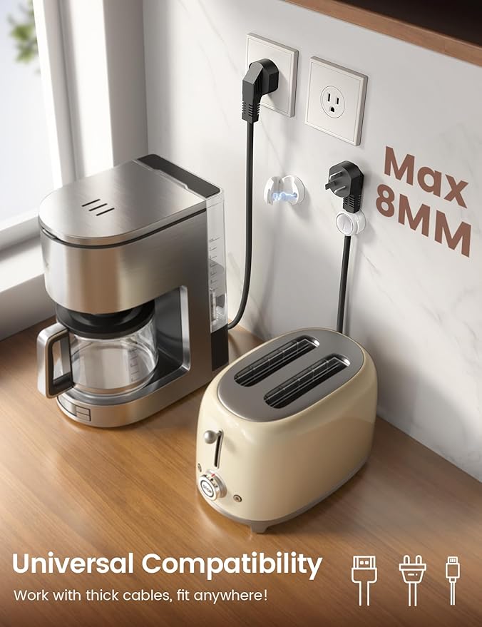 Magnetic Cable Clips Cord Organizer - Lamicall 8Pack [Crystal-Clear & Silver Shine] Cable Management Holder for Phone Charging Cord, Strong Adhesive for Nightstand, Home Office Desk Decor Accessories