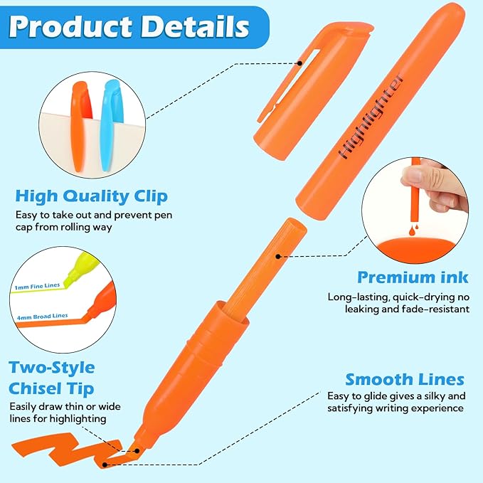 Highlighters Bulk, Chisel Tip Dry-Quickly Highlighter Markers, 60 Count-6 Assorted Colors Highlighters Bulk Pack for Adult Kids, Teachers Supplies for School, Classroom Must Have(Multicolour, 60)