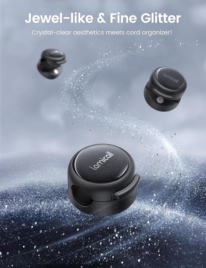 12Pack Magnetic Cord Organizer Cable Clips - Lamicall [Crystal-Clear] Desk Cable Managment for Phone Charging Cord, Adhesive Wire Holder for Home Office Nightstand, Christmas Organizer Accessories