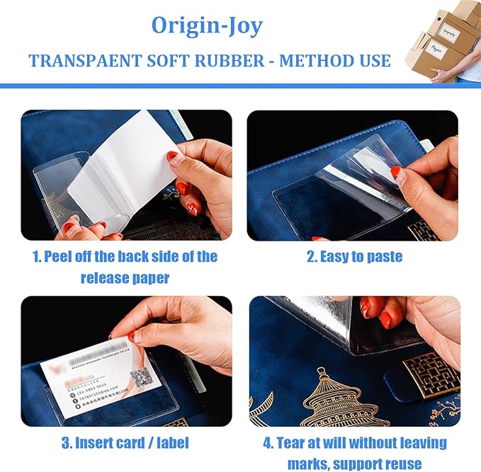 Origin-Joy 25 PCS Self-Adhesive Index Label Pockets, Clear Plastic Peel & Stick Card Holders with Top Open for Loading (6 x 1.75 inch)