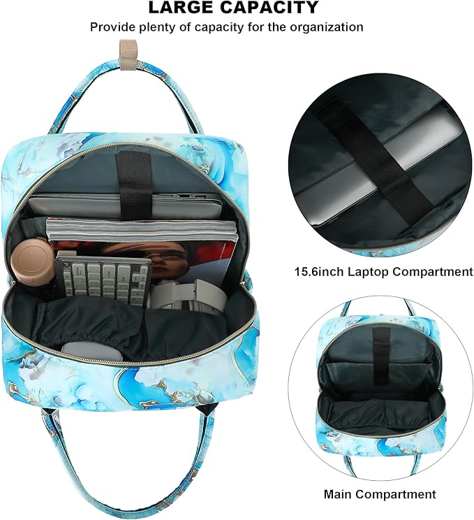 Marble Laptop Backpack College Bookbag School Backpack for Women Girls, Travel Backpack 15.6 Inch Computer Backpacks (Green)