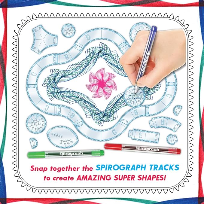 Spirograph Super 50th Anniversary Set –Arts and Crafts, Kids Toys, Art Supplies, Craft Supplies, Drawing Kit, Spiral Art, Classic Gear Design Kit, Case, Pens, Design Sheet Included, Ages 8+