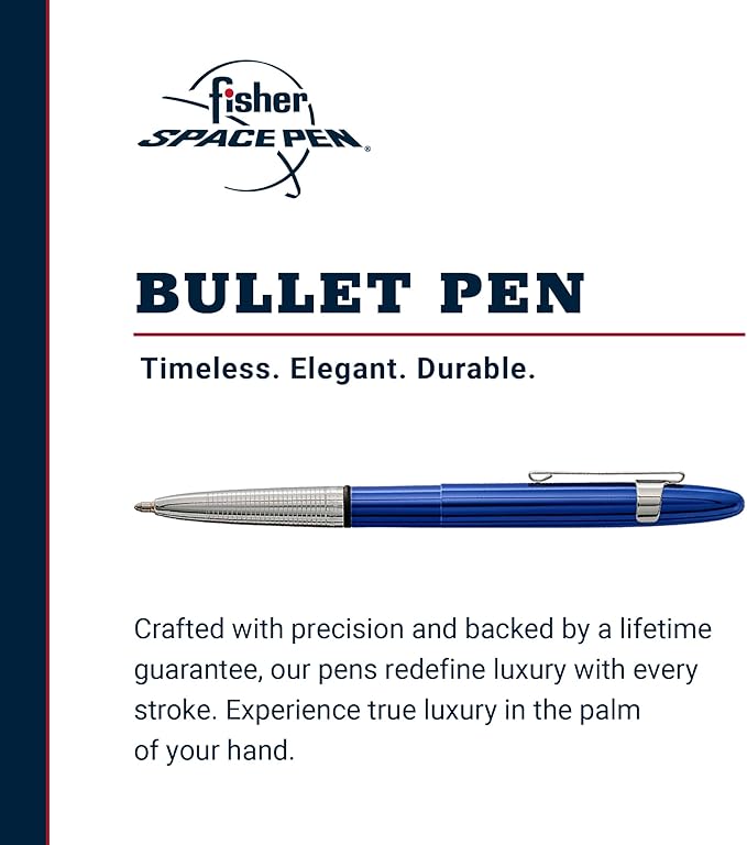 Fisher Space Pen Bullet Pen, Blue Moon, Ballpoint, Brass, Black Ink, Pocket Clip, Gift Box
