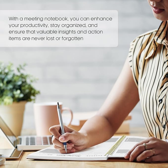 Meeting Notebook for Work Organization - Work Planner Notebook with Action Items, Agenda Planner for Note Taking, 160 Pages (6.9" X 9.9") Project Organizer for Men & Women - Rust Brown