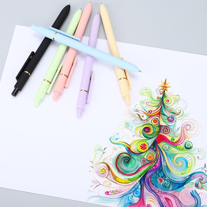 Ddaowanx Colorful Gel Pens, 0.5mm Fine Point Retractable, Cute Pens with Colored Writing and Sketching, Nursing School Essentials,School Supplies, Gifts for Nurse (24Pcs-Aesthetic Colors)