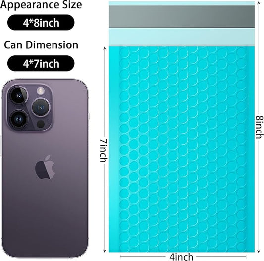 packbabol Bubble Mailers, 4x7 Inch Padded Bubble Mailers Pack of 50 Bubble Envelopes Opaque Self Seal Adhesive Waterproof Bags for Shipping and Packaging (Teal, 4x7-50)