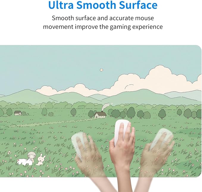 MAYCARI Cute Desk Mat Kawaii Mousepad, Anime Aesthetics Desk Pad XXL Cute Green Nature Mouse Pad Computer Keyboard Mat, Office Desk Pad Protector 31.5"X15.7"