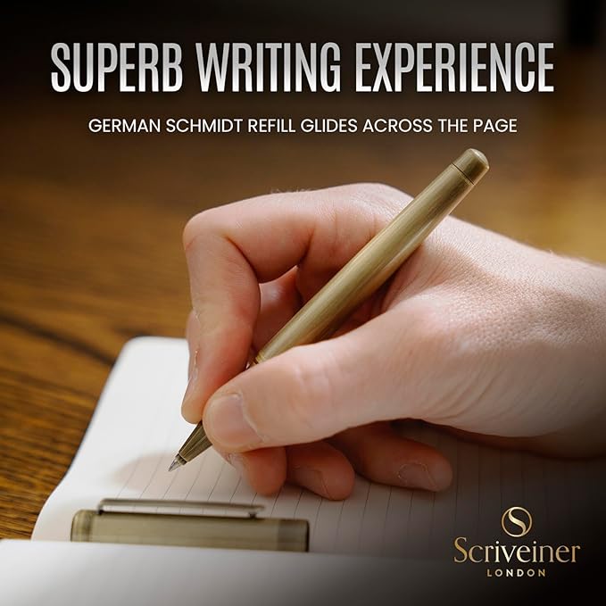 Scriveiner Bronze Rollerball Pen - Stunning Luxury Pen, Schmidt Ink Refill, Best Roller Ball Gift Set for Men & Women, Professional, Executive Office, Nice Pens