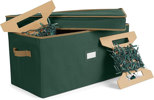 Covermates Keepsakes Christmas Light Storage Box - Carrying Handles, Sturdy Interior Walls - Holiday Storage, Green