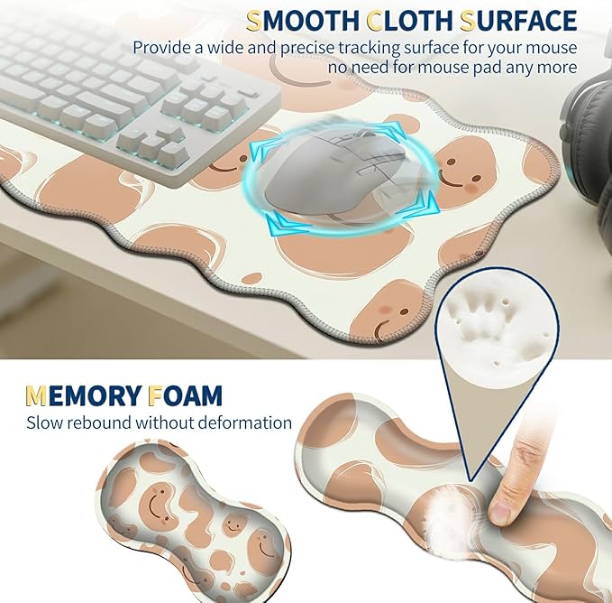 4-Piece XXL Gaming Mouse Pad Set (31.5"x11.8") with Keyboard Wrist Rest,Mouse Wrist Support & Coaster,Ergonomic Non-Slip Desk Mat for Office & Home,Abstract Geometrical