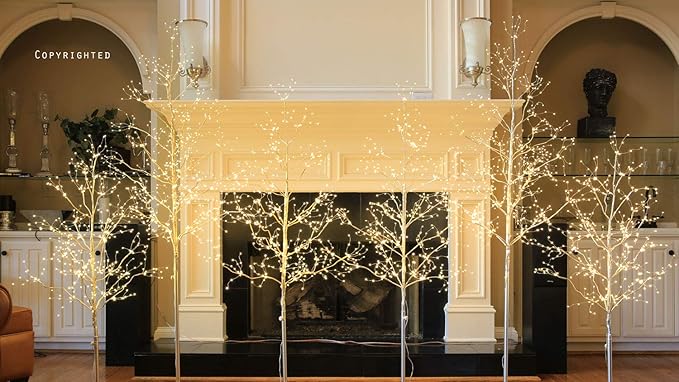 LIGHTSHARE Christmas Tree Combo Kit - Starlit Tree Collection with Angel Lights, 4 feet 5 feet and 6 feet, Silver, Pack of 3, Perfect for Home Decor Holiday Party Wedding