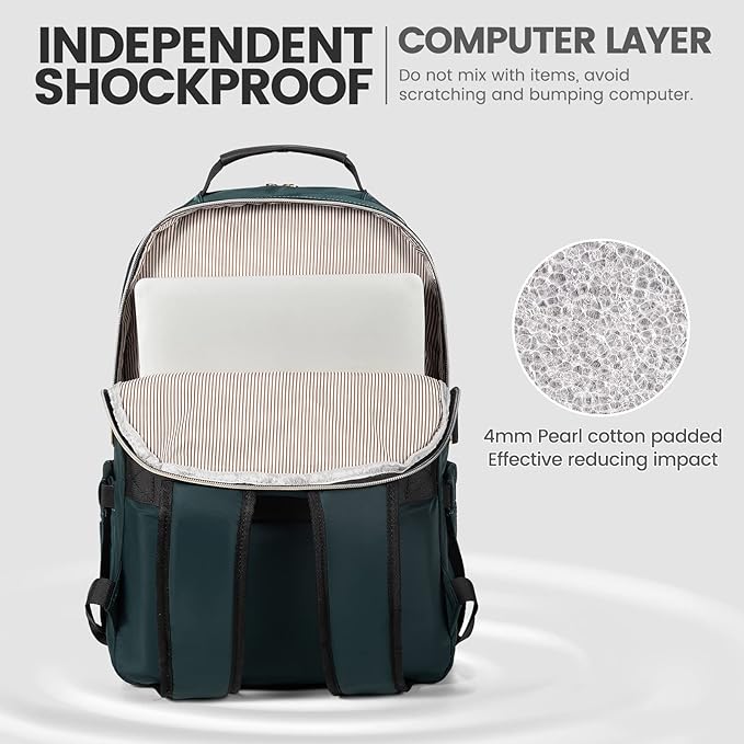 LOVEVOOK Laptop Backpack for Women 17.3 inch,Cute Womens Travel Backpack Purse,Professional Laptop Computer Bag,Waterproof Work Business College Teacher Bags Carry on Backpack with USB Port,Blue-green