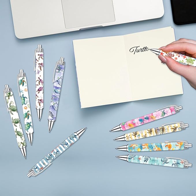 Cute Turtle Pens Set – Adorable Sea Turtle Gel Ink Pens for Kids, Students, and Teachers – Fun Ocean Animal Stationery for School, Office, or Gifts – Thanksgiving Christmas New Year Gifts, 10 Pack