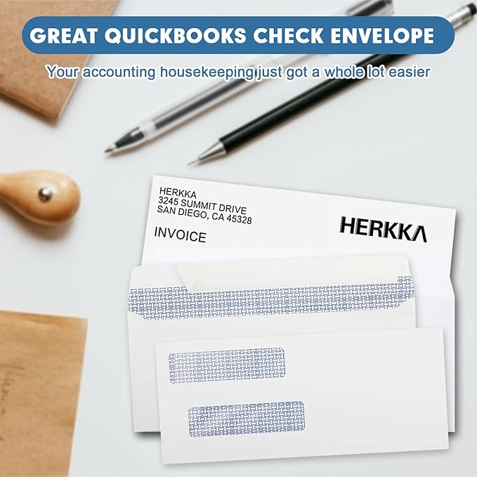 #8 Double Window Security Check Envelopes, No.8 Double Window Bussiness Envelopes Designed for QuickBooks Checks - Computer Printed Checks - 3 5/8 X 8 11/16 (NOT for INVOICES) - 24 LB - 1000 PACK