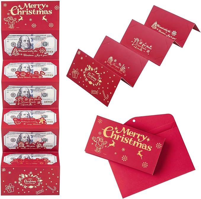 Christmas Cash Gift Envelopes 5 Slots, Christmas Cash Gift Envelopes，christmas Card Book with Tassel & Santa Card Supplies,2025 New Creative Cashs Surprise Envelope for Checks or Cards(StyleB,1pc)