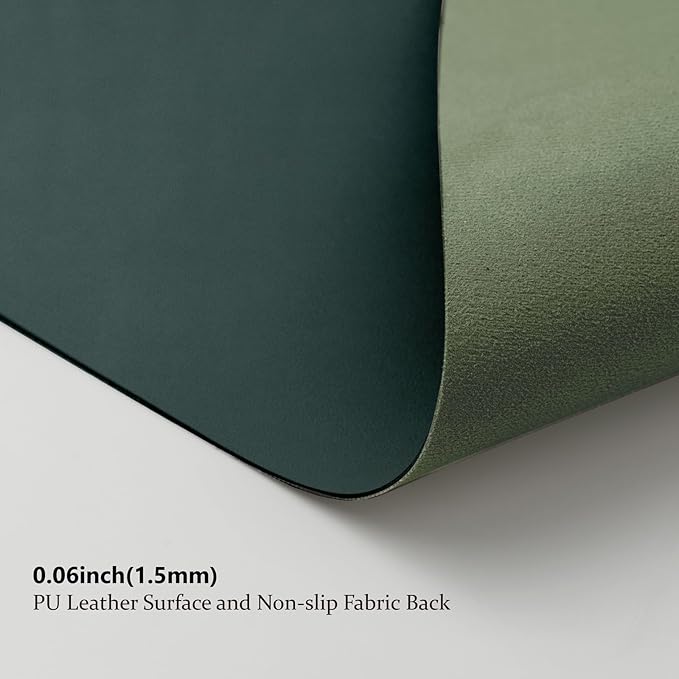 Leather Desk Mat - Small Non-Slip PU Desk Pad for Office and Home - Desk Organization and Accessories - Ideal for Large Mouse Pad and Small Desk Mats on Top of Desks (Dark Green,23.6"x 13.8")