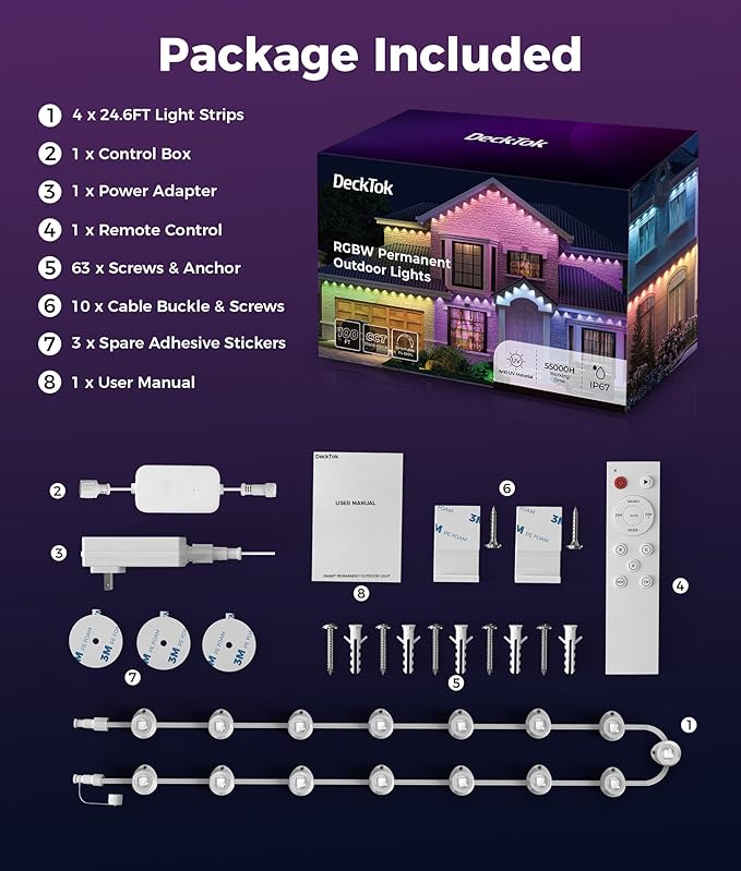 Permanent Christmas Lights Outdoor, 100ft RGB & 60pcs LED Lights, 79 Scene Modes with Timer for Smart Outdoor Christmas Decorations, IP67 Waterproof Works with Alexa and Google