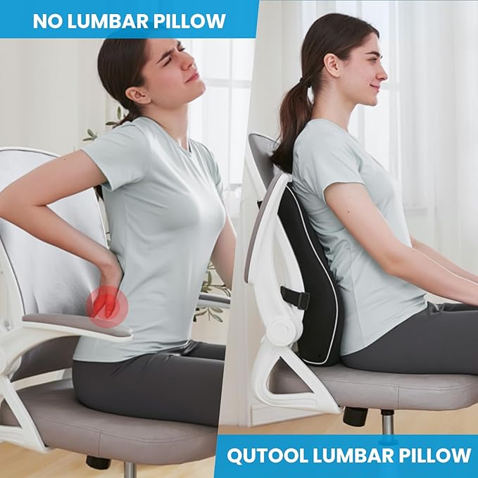 Lumbar Support Pillow for Office Chair, Office Home Essentials,Stocking Stuffers,Back Support Pillow for Car, Chair Cushions,Back Pain Relief Improve Posture,Mesh Cover Double Adjustable Straps