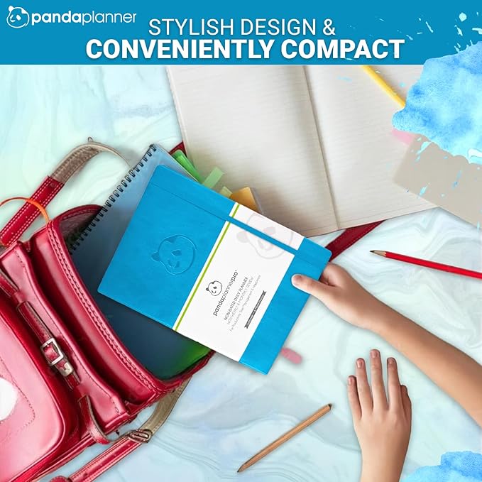 Panda Planner Pro A4 Daily Planner 2026 – 6 Month Academic & Daily Monthly Planner, Large 8.5x11 Undated Calendar & Weekly Layouts, Study Planner, Goal Setting, Habit Tracker & Productivity Organizer – Cyan Blue