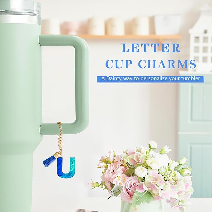 Letter Charm Accessories for Stanley Cup 1 PCS Cute Initial Keychain Handle Charm for Stanley Tumbler for Women