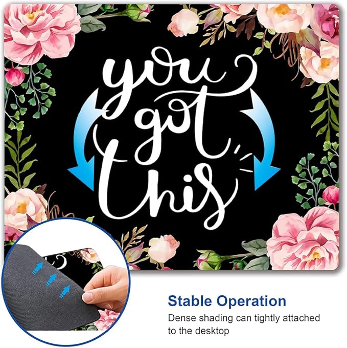 Mouse Pad, Premium-Textured Mouse Mat, Non-Slip Rubber Base Mousepad for Laptop, Computer & PC,9.5×7.9 in,Inspirational Quote You Got This