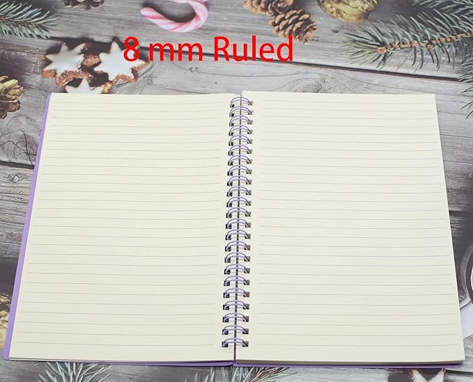 Yansanido Spiral Notebook, 4 Pcs 8.3 Inch x 5.9 Inch A5 Purple Thick Plastic Hardcover 8mm Ruled 80 Sheets -160 Pages Journals for Study and Notes (Purple, A5)