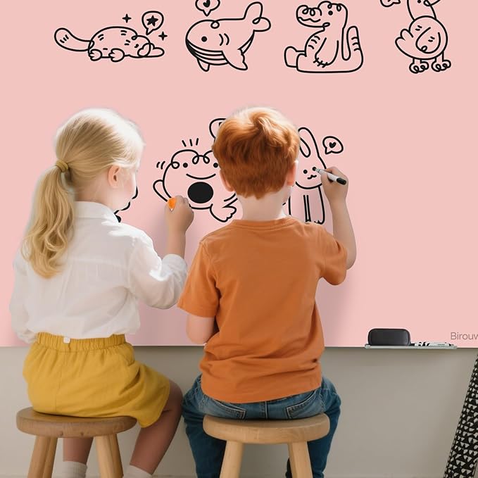 Magnetic Glass Dry Erase Board - White Board 48 x 36 Inch Wall Mounted Glass Whiteboard, Large Frameless Glass White Board for Wall Office, Home & School, Pink