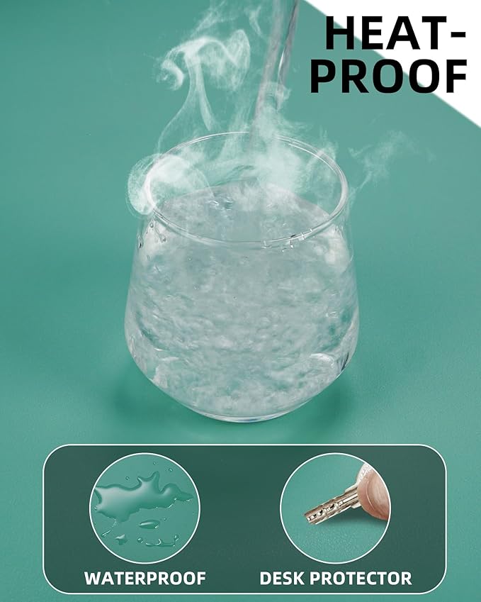 Leather Desk Pad Protector, Mouse Pad, Office Mat, Non-Slip PU Leather Blotter, Laptop Desk Pad, Waterproof Writing Pad for Office and Home (Light Green, 31.5" x 15.7")