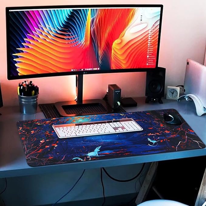 Large Gaming Mouse Pad with Stitched Edges,[27.5x11.8In] Extended Mouse Pad with Non-Slip Natural Rubber Base for Gamer/Desktop/Office/Home 70x30 Forest07