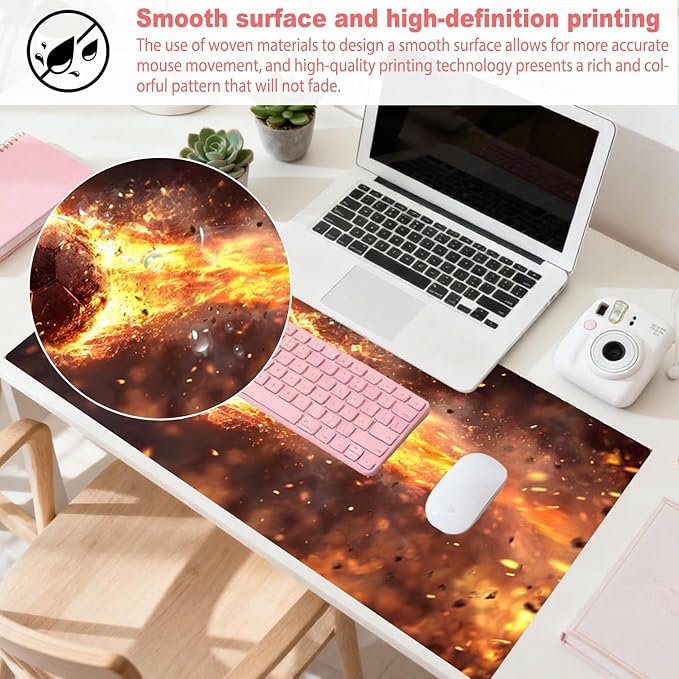 Nuxovilar Professional Large Mouse Pad & Computer Game Mouse Mat (35.4x15.7IN, Fiery Orb Art) (90 * 40cm Fiery Orb)
