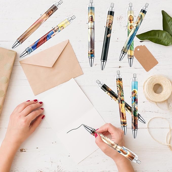 Catholic Saint Ballpoint Pens - 40 Pcs Christian Bible Pens Set for Women Men Jesus Christ Virgin Mary Smooth Ball Point Pen Religious Church Gifts for Home Office Stationery School Supplies
