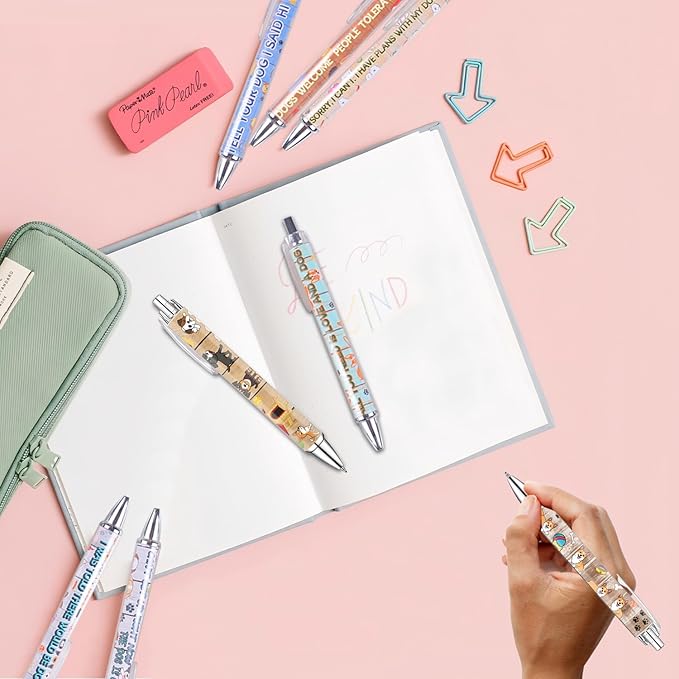 Idealmuzik Dog Pens for Dog Lovers – Cute Ballpoint Pen Set for Kids, Teens, and Adults – Fun Stationery Gift for Journaling, Writing, or School – Thanksgiving Christmas New Year Gifts, 8 Pack