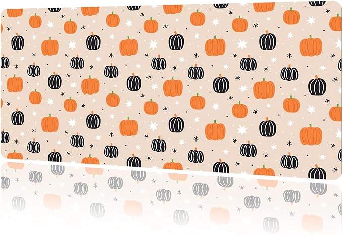 MAYCARI Halloween Cute Pumpkin Pad Kawaii Cartoon Funny Spirit Extended Desk Mat Non-Slip Rubber Baseb Large Mousepad for Desk Gaming Laptop Desktop 31.5"X15.7"