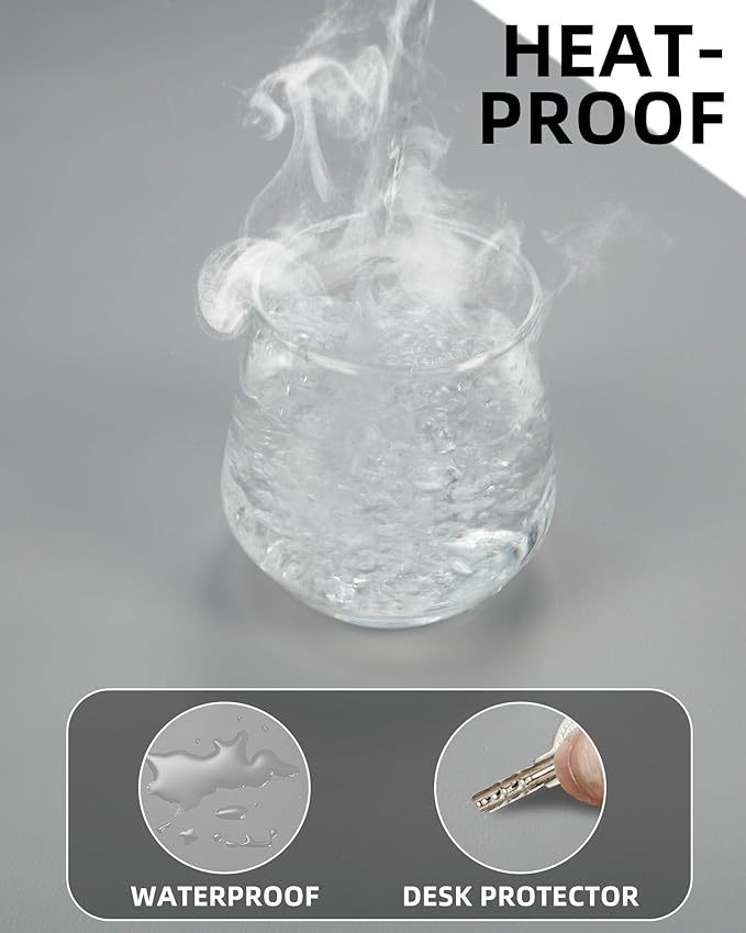 Leather Desk Pad Protector, Mouse Pad, Office Mat, Non-Slip PU Leather Blotter, Laptop Pad, Waterproof Writing Pad for Office and Home (Light Grey, 31.5" x 15.7")