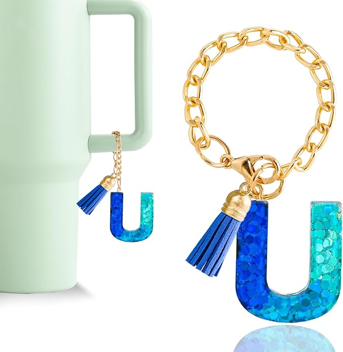 Letter Charm Accessories for Stanley Cup 1 PCS Cute Initial Keychain Handle Charm for Stanley Tumbler for Women