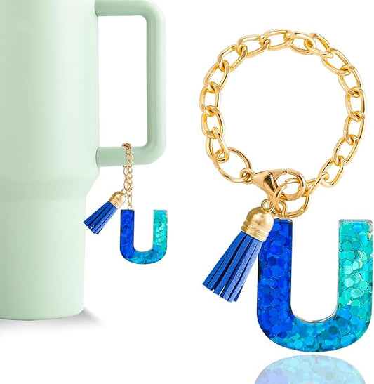Letter Charm Accessories for Stanley Cup 1 PCS Cute Initial Keychain Handle Charm for Stanley Tumbler for Women
