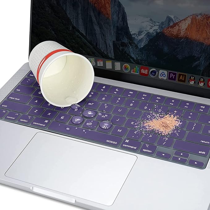 MOSISO Keyboard Cover Skin Compatible with MacBook Air 15 inch M3 A3114 M2 A2941/Air 13.6 A3113 A2681/Pro 14/16 M4 M3 M2 M1, Imperial Purple