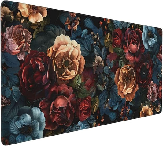 35.4 x 15.7 in, Waterproof XXL Large Mouse Pad for Desk, Extended Keyboard Mouse Mat for Computer Office, Big Laptop Mouse pad, Gaming Pc-Vintage Chic Rose Flowers