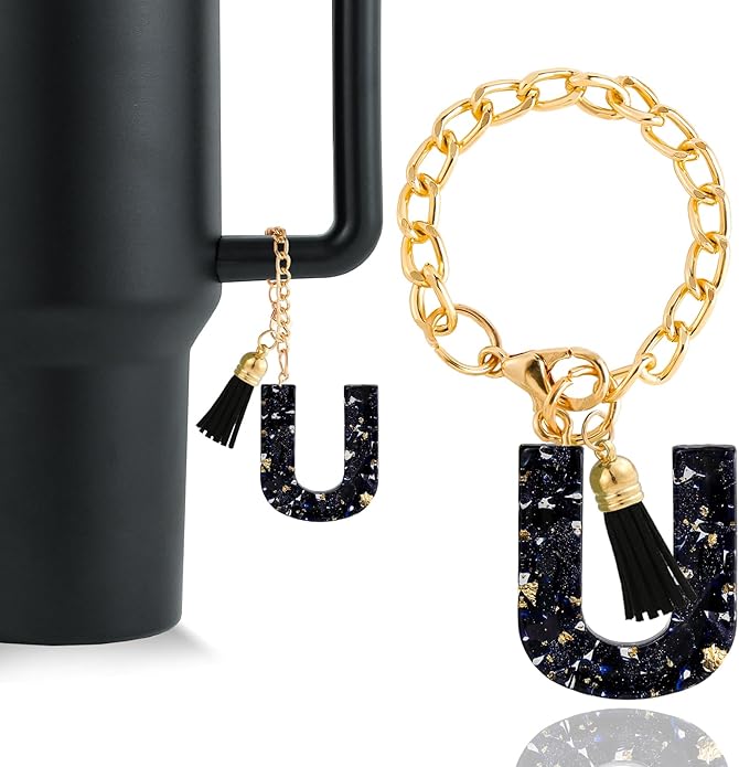Letter Charm Accessories for Stanley Cup 1 PCS Cute Initial Keychain Handle Charm for Stanley Tumbler for Women