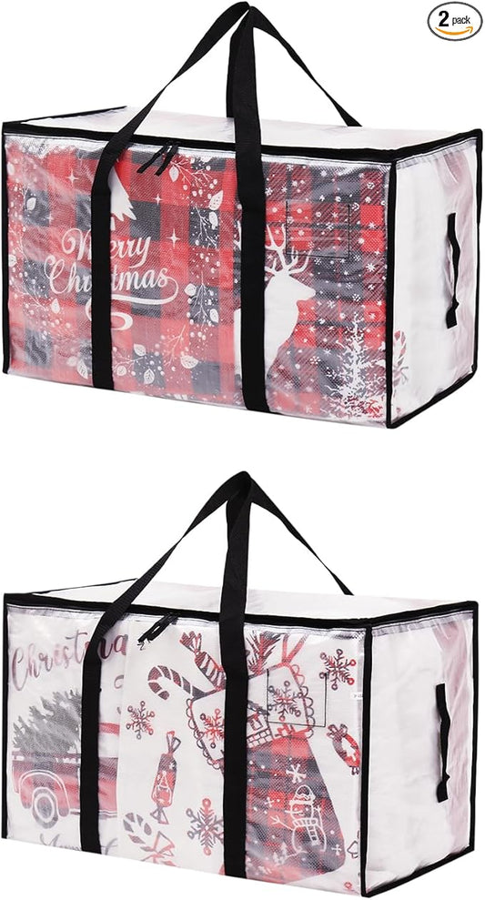 Moving Bags Heavy Duty Extra Large, Alternative for Moving Boxes & Moving Supplies,Clear Storage Bins with Lids, Plastic Packing Tote, Storage Bags for Clothes with Handles & Zippers(Clear, 2 Pack)