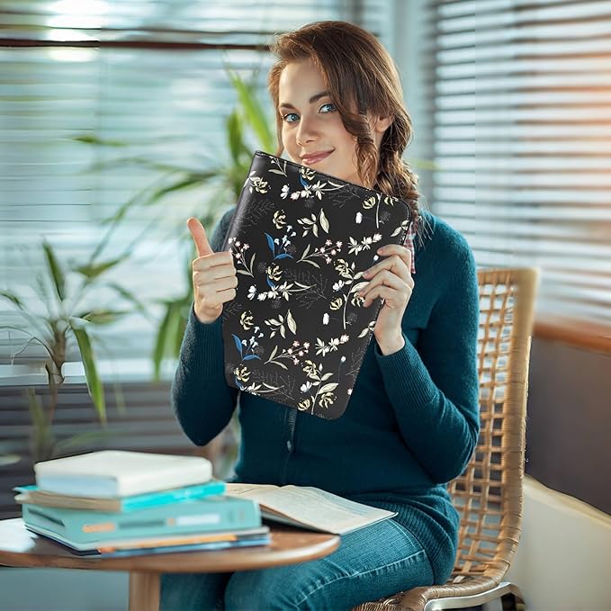 Leathario Portfolio Binder, Includes 5 Folder Index Dividers and 3 Notepads, 3-Ring Folder Organizer, Padfolio with Zipper, Vegan Leather Tablet Sleeve, Business Office Conference Clipboards