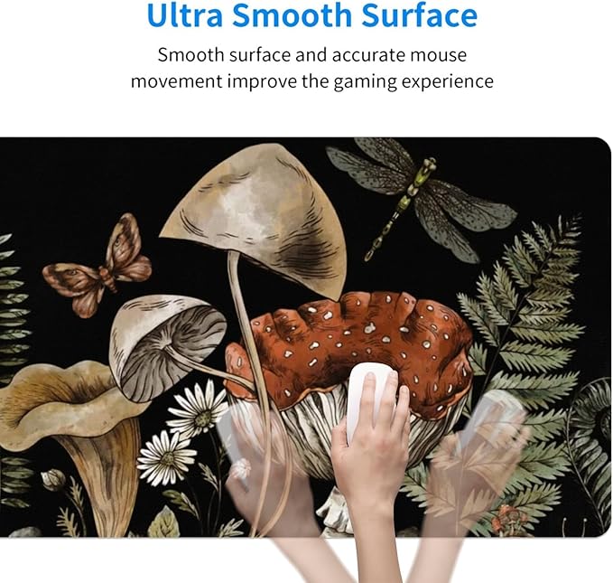 MAYCARI Cute Desk Mat Cartoon Desk Pad Mouse Pad Kawaii Large Mushroom Gaming Mousepad XXL Laptop Keyboard Desktop Writing Pad for Girls Students 31.5"X15.7"