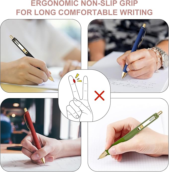 Linbsunne Ballpoint Pens Black Medium Point 1mm Pen with Super Soft Grip Ball Point Pen for Men Women Retractable Pens (Vintage-12 pcs)