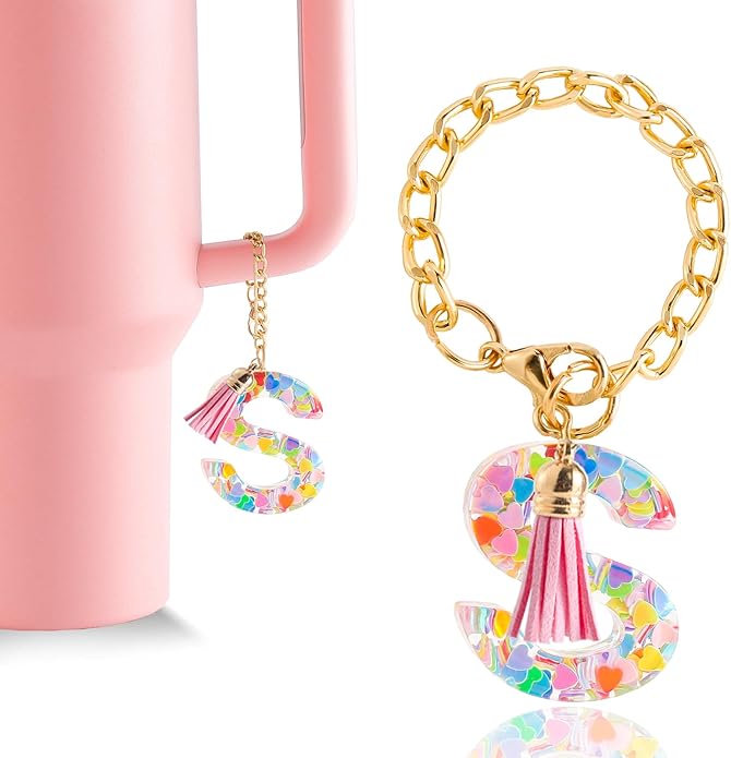 Letter Charm Accessories for Stanley Cup 1 PCS Cute Initial Keychain Handle Charm for Stanley Tumbler for Women
